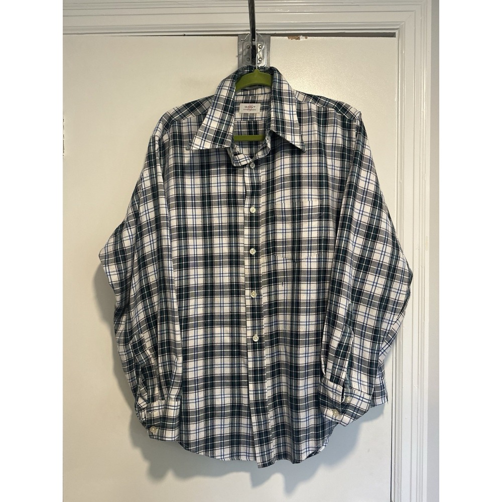 GANT Vintage 90s Preppy Plaid Button Down Shirt Sz:L Multicolor Flannel Cotton